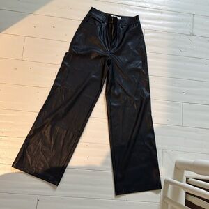 Wide leg leather pants